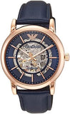Emporio Armani Meccanico Automatic Blue Dial Blue Leather Strap Watch For Men - AR60050 Authentic Buy Shop Now