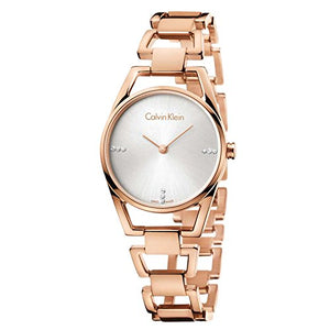Calvin Klein Dainty Diamonds Silver Dial Rose Gold Steel Strap Watch for Women - K7L2364T Authentic Buy Shop Now