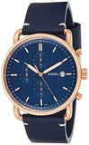 Fossil The Commuter Blue Dial Blue Leather Strap Watch for Men - FS5404 Authentic Buy Shop Now