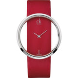 Calvin Klein Glam Transparent Dial Red Leather Strap Watch for Women - K9423144 Authentic Buy Shop Now