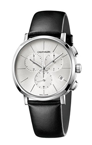 Calvin Klein Posh Silver Dial Black Leather Strap Watch for Men - K8Q371C6 Authentic Buy Shop Now