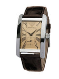 Emporio Armani Classic Beige Dial Brown Leather Strap Watch For Men - AR0154 Authentic Buy Shop Now