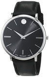 Movado Ultra Slim Black Dial Black Leather Strap Watch For Men - 0607086 Authentic Buy Shop Now