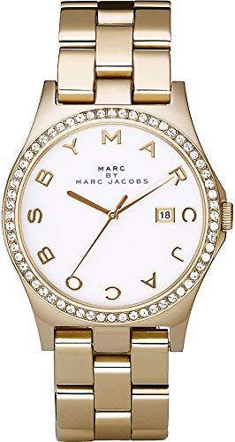 Marc Jacobs Henry Diamonds White Dial Gold Steel Strap Watch for Women - MBM3045 Authentic Buy Shop Now