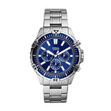 Fossil Garrett Chronograph Blue Dial Silver Steel Strap Watch for Men - FS5623 Authentic Buy Shop Now
