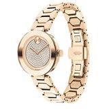 Movado Bold Crystal Pave Rose Gold Dial Rose Gold Steel Strap Watch For Women - 3600493 Authentic Buy Shop Now