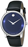 Movado Museum Blue Dial Black Leather Strap Watch For Women - 0606611 Authentic Buy Shop Now
