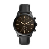 Fossil Goodwin Chronograph Black Dial Black Leather Strap Watch for Men - FS5585 Authentic Buy Shop Now