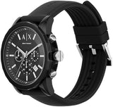 Armani Exchange Outerbanks Chronograph Black Dial Black Silicone Strap Watch For Men - AX1326 Authentic Buy Shop Now