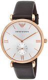 Emporio Armani Classic Analog Silver Dial Brown Leather Strap Watch For Men - AR9038 Authentic Buy Shop Now