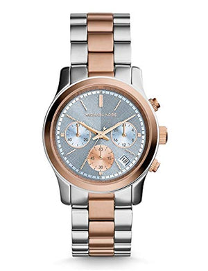 Michael Kors Runway Chronograph Blue Dial Two Tone Steel Strap Watch For Women - MK6166 Authentic Buy Shop Now