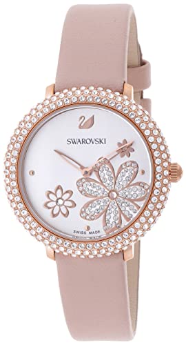 Swarovski Crystal Frost White Dial Pink Leather Strap Watch for Women - 5519223 Authentic Buy Shop Now