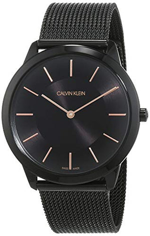 Calvin Klein Minimal Black Dial Black Mesh Bracelet Watch for Men - K3M21421 Authentic Buy Shop Now