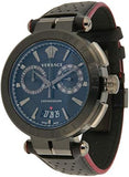 Versace V-Racer Aion Chronograph Black Dial Black Leather Strap Watch for Men - VBR030017 Authentic Buy Shop Now