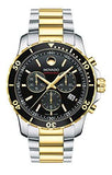 Movado Series 800 Chronograph Black Dial Two Tone Steel Strap Watch For Men - 2600146 Authentic Buy Shop Now