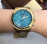 Michael Kors Runway Stop Hunger Blue Dial Gold Steel Strap Watch for Men - MK8315 Authentic Buy Shop Now