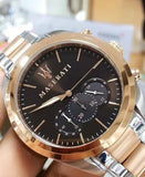 Maserati Traguardo Chronograph Brown Dial Two Tone Steel Strap Men's Watch - R8873612003 Authentic Buy Shop Now