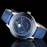 Swarovski Octea Lux Moon Crystal Blue Dial Blue Leather Strap Watch for Women - 5516305 Authentic Buy Shop Now