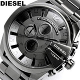 Diesel Mega Chief Chronograph Grey Dial Grey Steel Strap Watch for Men - DZ4282 Authentic Buy Shop Now