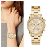 Michael Kors Ritz Gold Dial Gold Steel Strap Watch for Women - MK6356 Authentic Buy Shop Now