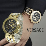 Versace V-Race Quartz Black Dial Gold Steel Strap Watch For Men - VEBV00519 Authentic Buy Shop Now