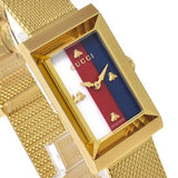 Gucci G-Frame Mother of Pearl Dial Yellow Gold Mesh Bracelet Watch For Women - YA147410 Authentic Buy Shop Now