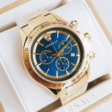Versace Classic Chronograph Quartz Blue Dial Gold Steel Strap Watch For Men - VEV700619 Authentic Buy Shop Now