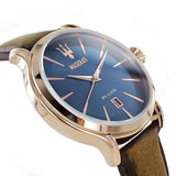Maserati Epoca Blue Dial Brown Leather Strap Watch For Men - R8851118001 Authentic Buy Shop Now