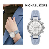 Michael Kors Parker Silver Dial Blue Leather Strap Watch For Women - MK6936 Authentic Buy Shop Now