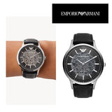 Emporio Armani Meccanico Skeleton Automatic Black Dial Black Leather Strap Watch for Men - AR60038 Authentic Buy Shop Now