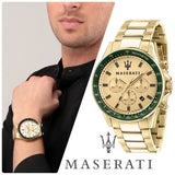 Maserati SFIDA Quartz Yellow Dial Gold Strap Watch For Men - R8873640005 Authentic Buy Shop Now