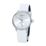 Calvin Klein Accent Silver Dial White Leather Strap Watch for Women - K2Y231K6 Authentic Buy Shop Now