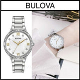 Bulova Crystal Collection Mother of Pearl Dial Silver Steel Strap Watch for Women - 96L263 Authentic Buy Shop Now