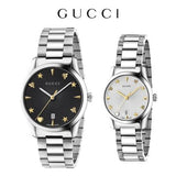 Gucci G Timeless Black Dial Silver Steel Strap Watch For Women - YA1264029A Authentic Buy Shop Now