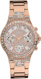 Guess Moonlight Multi Function Diamonds White Dial Rose Gold Steel Strap Watch for Women - GW0320L3 Authentic Buy Shop Now
