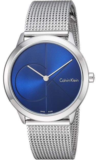 Calvin Klein Minimal Blue Dial Silver Mesh Bracelet Watch for Women - K3M2212N Authentic Buy Shop Now