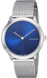 Calvin Klein Minimal Blue Dial Silver Mesh Bracelet Watch for Women - K3M2212N Authentic Buy Shop Now