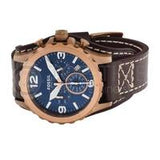 Fossil Nate Chronograph Blue Dial Brown Leather Strap Watch for Men - JR1505 Authentic Buy Shop Now