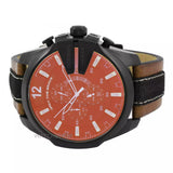 Diesel Mega Chief Quartz Black Dial Two Tone Leather Strap Watch For Men - DZ4305 Authentic Buy Shop Now