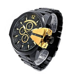 Diesel Mega Chief Chronograph Black Dial Black Steel Strap Watch For Men - DZ4338 Authentic Buy Shop Now