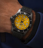 Breitling Superocean Automatic 46mm Yellow Dial Black Rubber Strap Watch for Men - M17368D71I1S1 Authentic Buy Shop Now