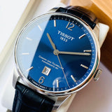 Tissot Chemin Des Tourelles Powermatic 80 Blue Dial Blue Leather Strap Watch for Men - T099.407.16.047.00 Authentic Buy Shop Now