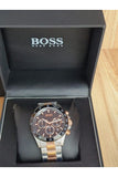 Hugo Boss Here Chronograph Black Dial Two Tone Steel Strap Watch for Men - 1513757 Authentic Buy Shop Now