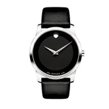 Movado Museum Black Dial Black Leather Strap Watch For Men - 606502 Authentic Buy Shop Now