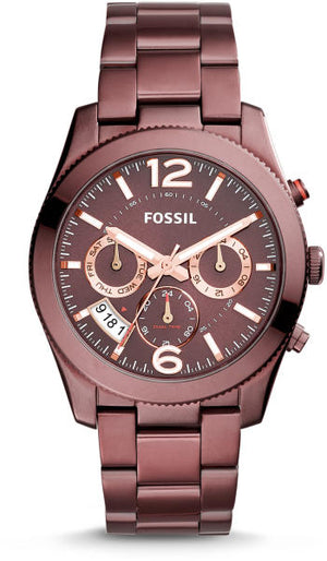 Fossil Perfect Boyfriend Multifunction Maroon Dial Maroon Steel Strap Watch for Women - ES4110 Authentic Buy Shop Now