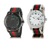 Gucci G Timeless Sport Black Dial Two Tone NATO Strap Watch For Men - YA126229 Authentic Buy Shop Now