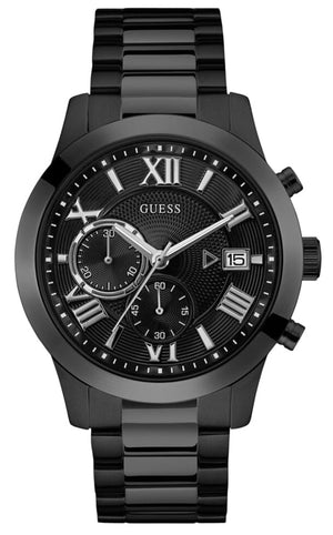 Guess Atlas Chronograph Black Dial Black Steel Strap Watch For Men - W0668G5 Authentic Buy Shop Now