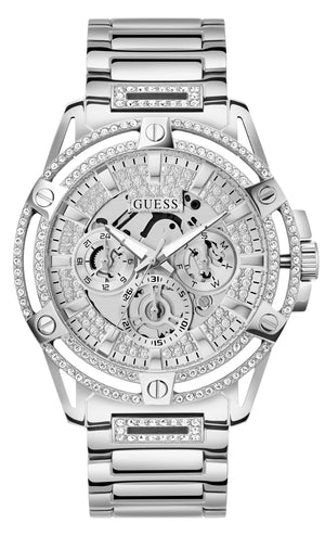 Guess King Quartz Silver Dial Silver Steel Strap Watch For Men - GW0497G1 Authentic Buy Shop Now