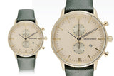 Emporio Armani Chronograph Champagne Dial Green Leather Strap Watch For Men - AR1722 Authentic Buy Shop Now