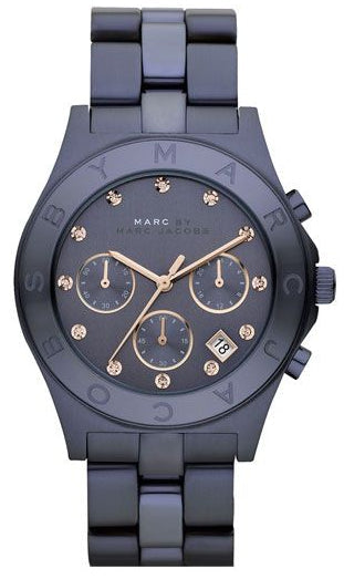 Marc Jacobs Blade Chronograph Blue Dial Blue Steel Strap Watch for Women - MBM8581 Authentic Buy Shop Now
